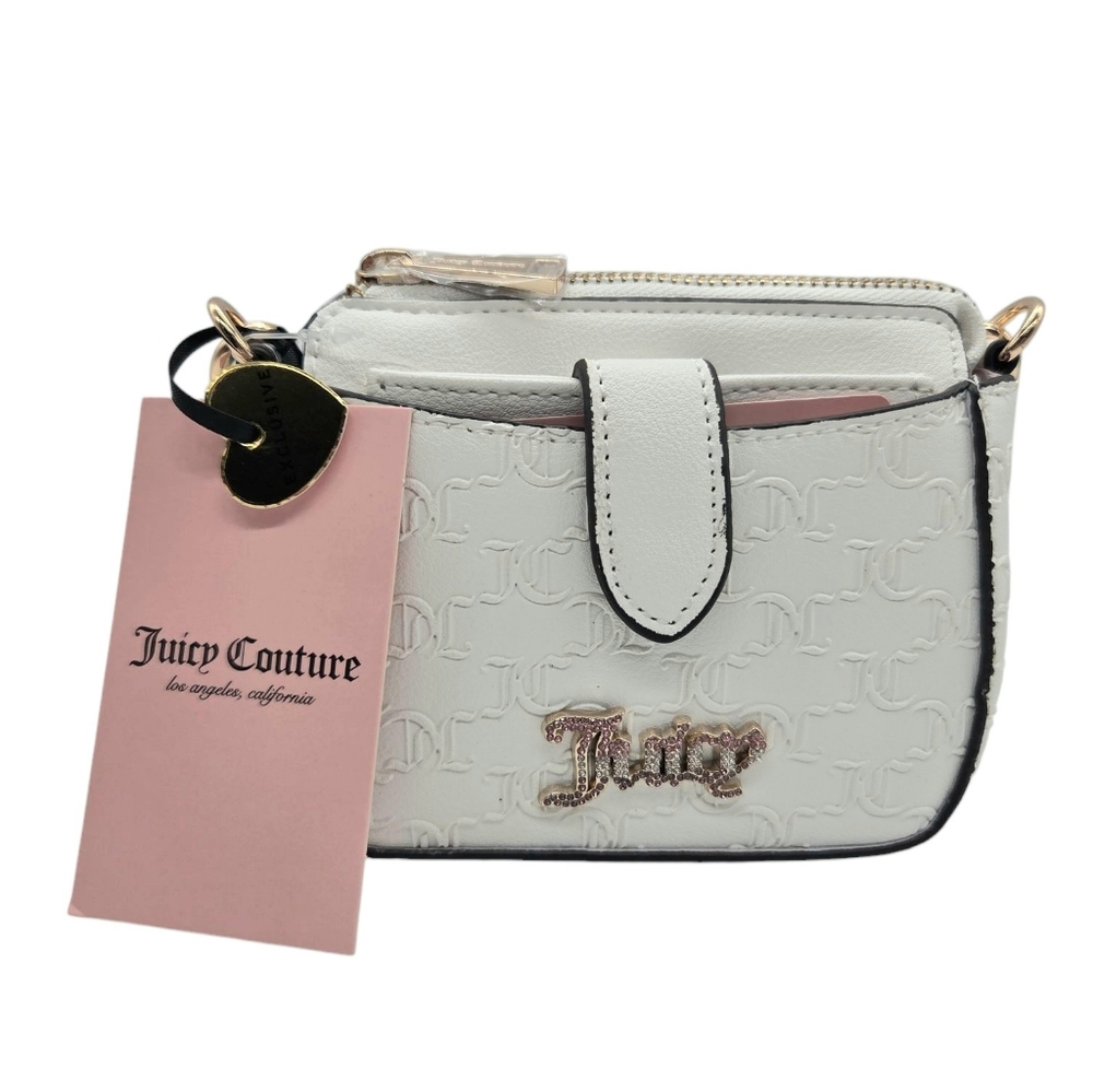 Juicy Couture Bling Bling White Micro Mini Crossbody Wallet Bag Shoulder…